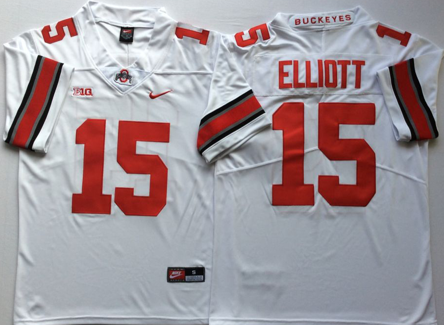 NCAA Men Ohio State Buckeyes White #15 ELLIOTT